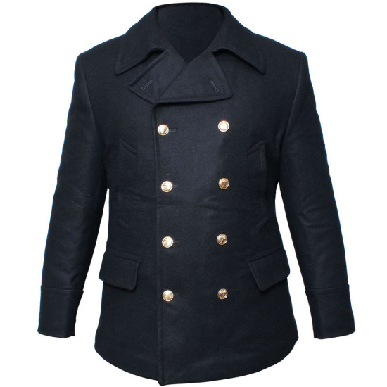 Sowjetische Marine Matrosen Mantel schwarz Marineflotte warme Winter Pea Jacket