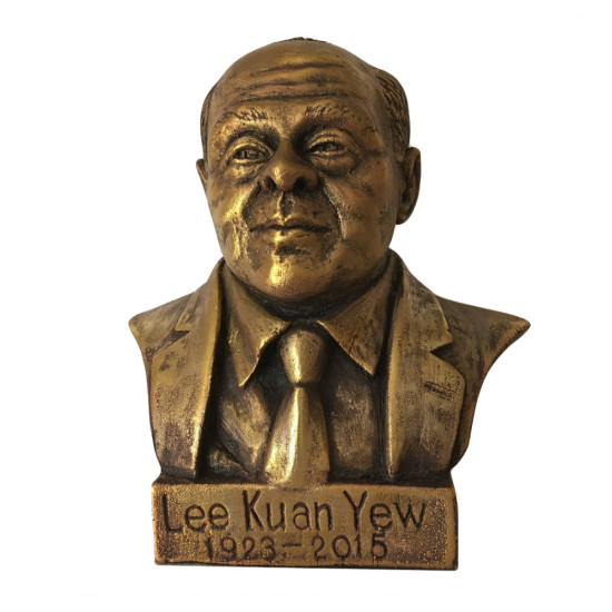 Bronze bust of Singapore Prime Minister Lee Kuan Yew