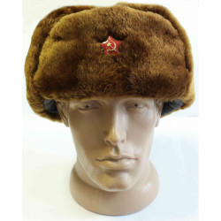 Soviet Officers winter brown Ushanka with synthetic fur