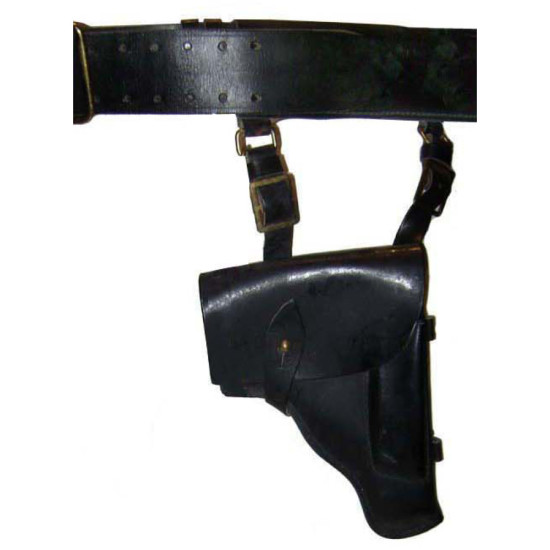 MARINES OFFICER black Leather belt + holster