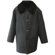 Woolen USSR Officer's black overcoat with astrakhan fur collar