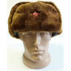 Soviet Russian Officers winter brown Ushanka with synthetic fur