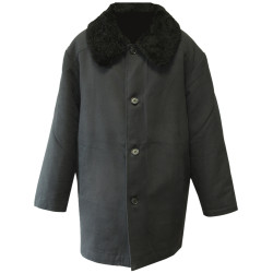 Woolen USSR Officer's black overcoat with astrakhan fur collar