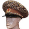 Cappello sovietico con visiera in pelle marrone leopardo generale russo dell'URSS