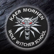 Wolf Witcher School Kaer Morgen besticktes Bügelbild / Ärmelaufnäher mit Klettverschluss