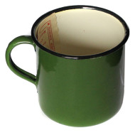 Vintage green metal cup enamel mug