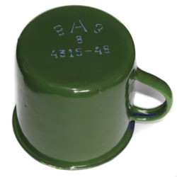 Vintage green metal cup enamel mug