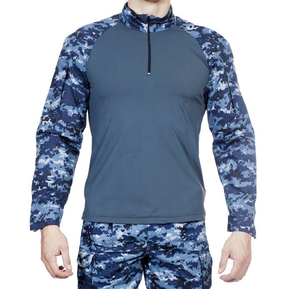 青のデジタル迷彩ロシアの戦術的なシャツ