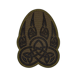 Paw trail wolf Celtic knot ornament embroidered khaki patch