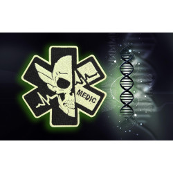 Airsoft game Glow in the Dark Skull Embroidery Sew-on Medic Sleeve patch