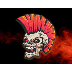 Skull Punk Rock Mohawk Rockabilly Biker Embroidery Patch