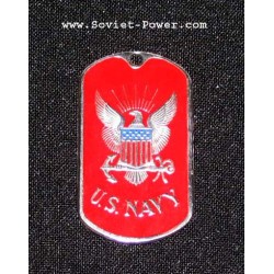 USA Soldier Military Metal Name Tag U.S. NAVY (Red) 