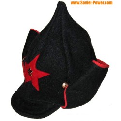 Soviet RKKA Red Army black hat BUDENOVKA long ears