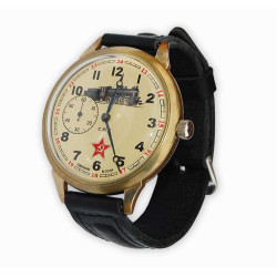 Molnija Soviet wristwatch Soviet Railroads with Train engraving